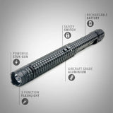 Stun Gun Baton with Flashlight – 300 Lumen 5-Function Light | Knightro