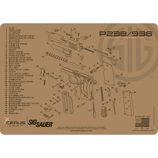 SIG P238 Cleaning Mat - 12" x 17" TAN (CERUS)