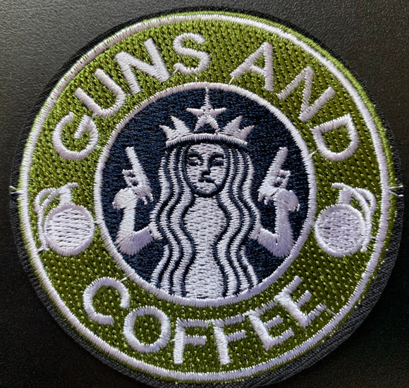 Iron on patch - Guns and Coffee